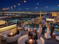 Elegant rooftop bar with Las Vegas skyline views