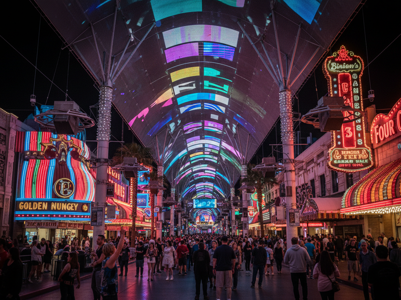 Fremont Street Experience LED canopy at night