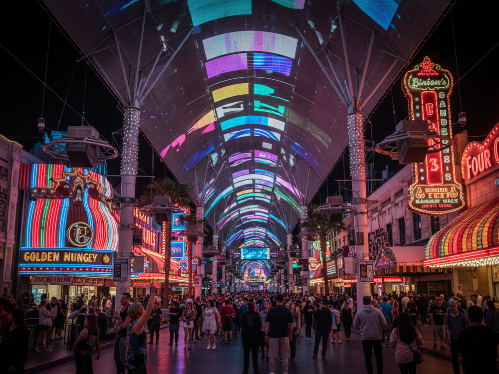 Fremont Street Experience LED canopy at night