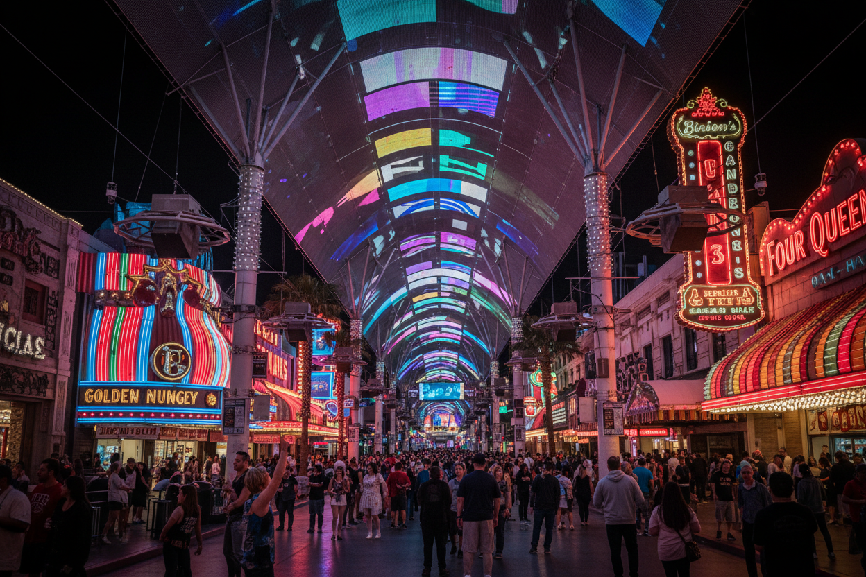 Fremont Street Experience LED canopy at night