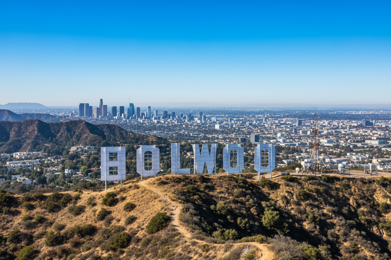 Hollywood Sign with LA cityscape
