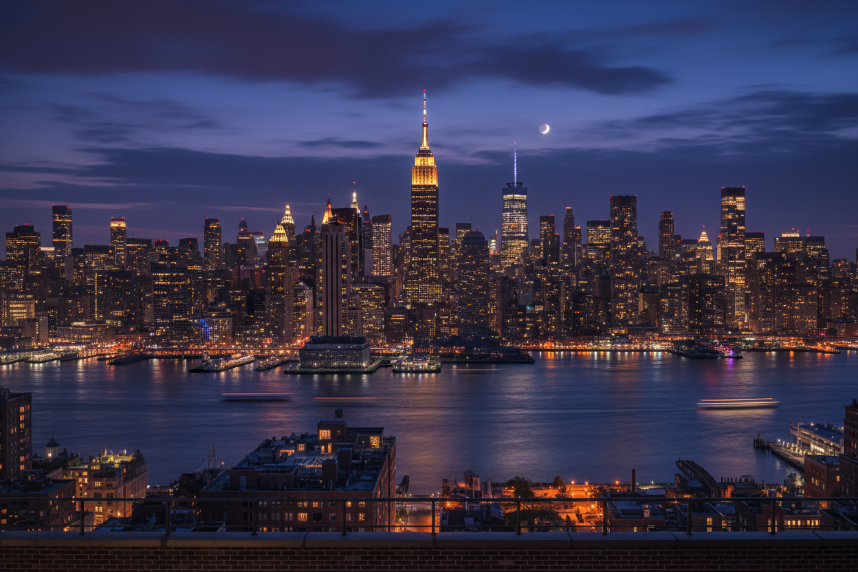 New York City skyline at night