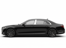 Black executive sedan on white background