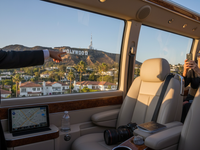 Hollywood sign view from luxury tour vehicle