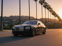Premium black sedan on Sunset Boulevard Los Angeles