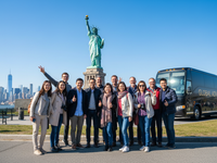 International tourists at Statue of Liberty