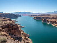 Lake Mead turquoise water and desert canyon