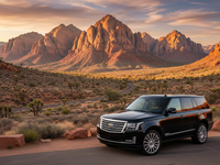 Luxury SUV at Red Rock Canyon scenic overlook