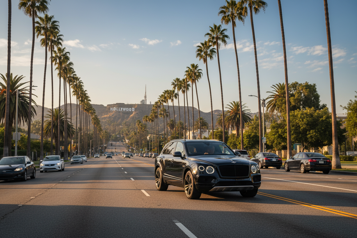 Luxury SUV on Sunset Boulevard LA