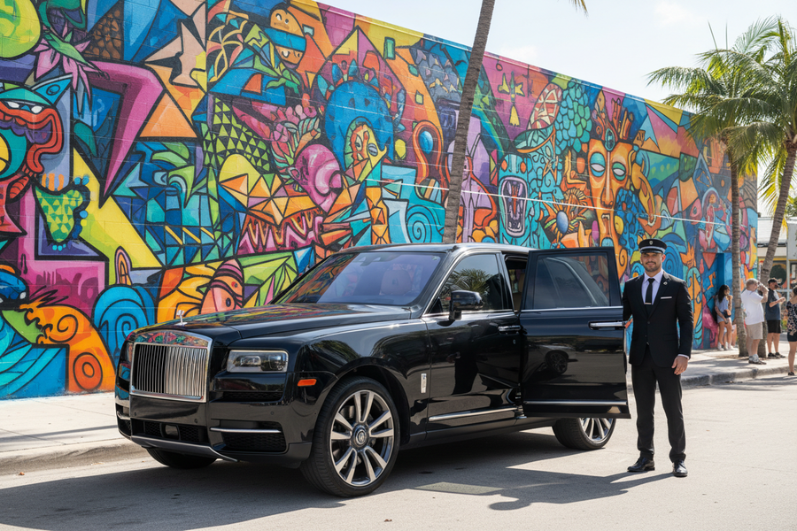 Luxury SUV outside Wynwood murals