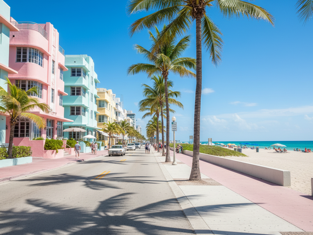 Miami South Beach Art Deco architecture on Ocean Drive