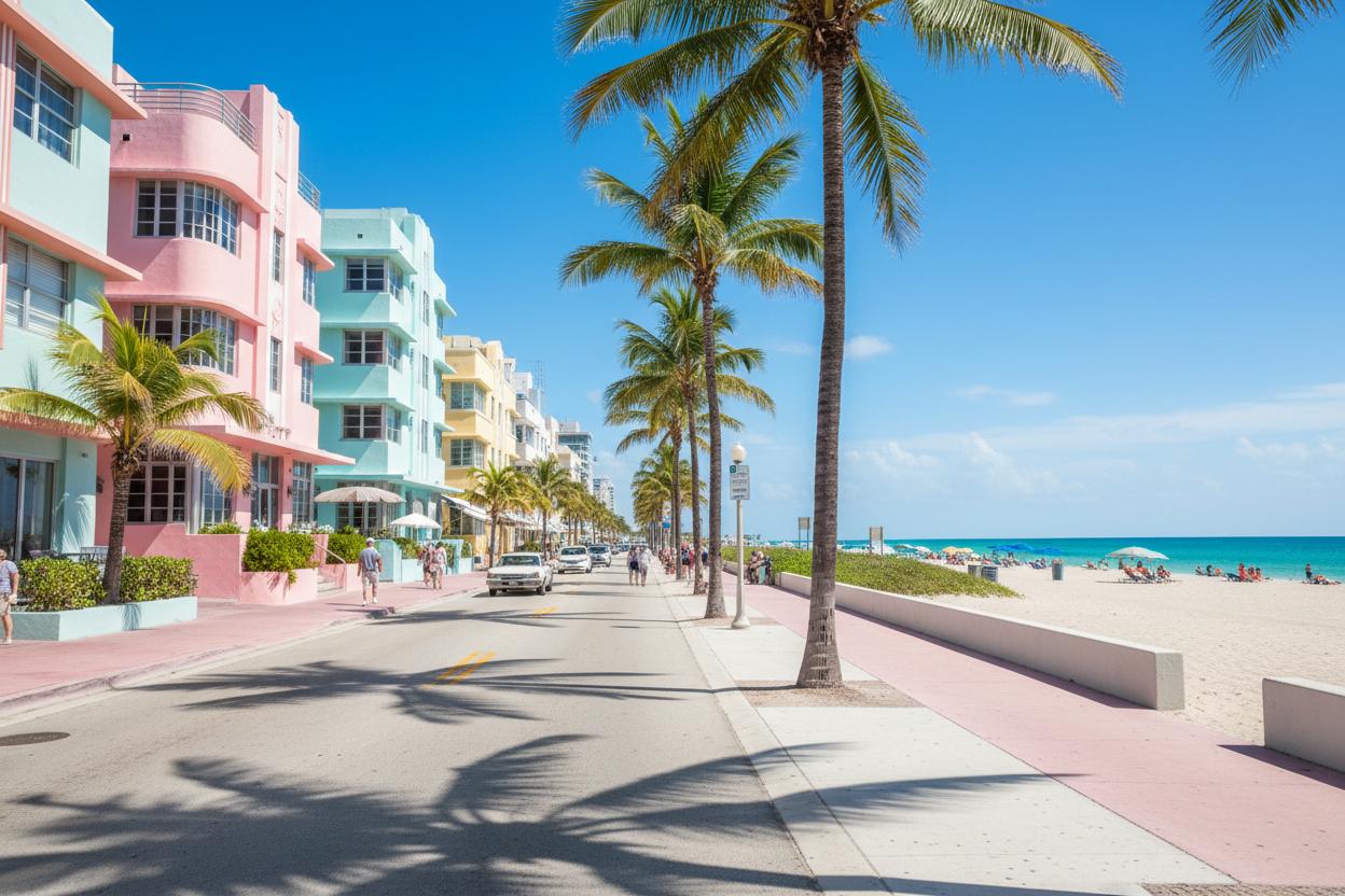 Miami South Beach Art Deco architecture on Ocean Drive