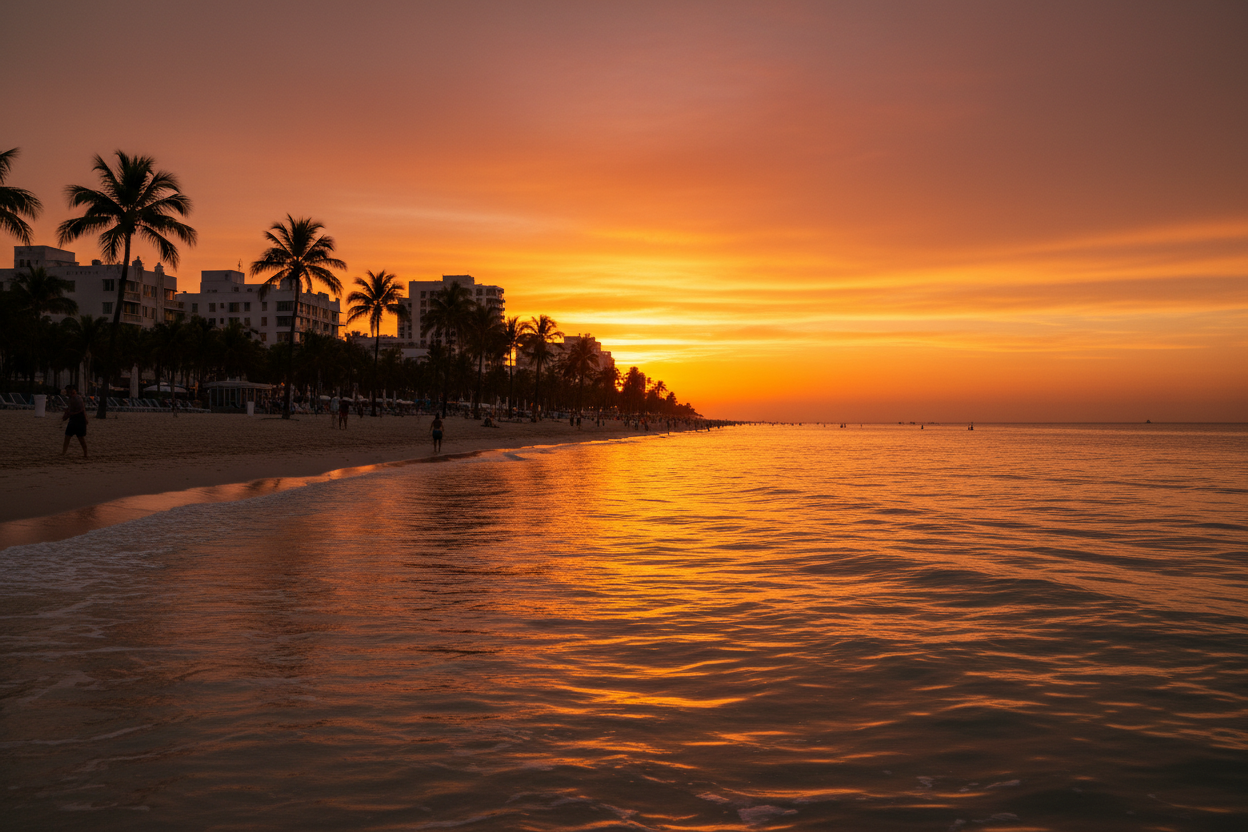 Miami South Beach at sunset