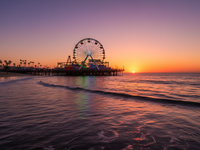Santa Monica Pier at golden hour