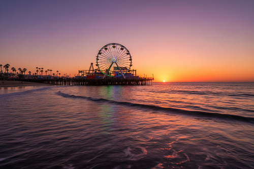 Santa Monica Pier at golden hour