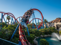 Thrilling roller coaster at Hollywood theme park